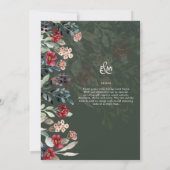 Sublime Burgundy Blue Wildblumen Wedding Elegant Einladung (Rückseite)