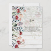 Sublime Burgundy Blue Wildblumen Wedding Elegant Einladung (Rückseite)