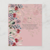 Sublime Burgundy Blue Wildblumen Wedding Elegant Flyer (Hinten)