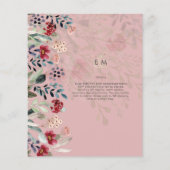 Sublime Burgundy Blue Wildblumen Wedding Elegant Flyer (Hinten)