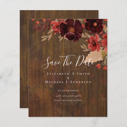 Sublime Burgundy Floral Wedding RETT DATES Budget (Vorne/Hinten)