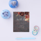 Sublime Burgundy Floral Wedding RETT DATES Budget Flyer (Einzeln)