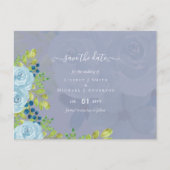 Sublime DUSTY BLUE Floral Wedding Suite Postkarte (Vorderseite)