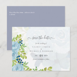 Sublime DUSTY BLUE Floral Wedding Suite Postkarte