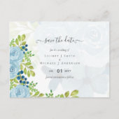 Sublime DUSTY BLUE Floral Wedding Suite Postkarte (Vorderseite)