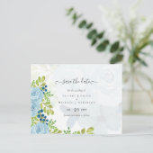 Sublime DUSTY BLUE Floral Wedding Suite Postkarte (Stehend Vorderseite)