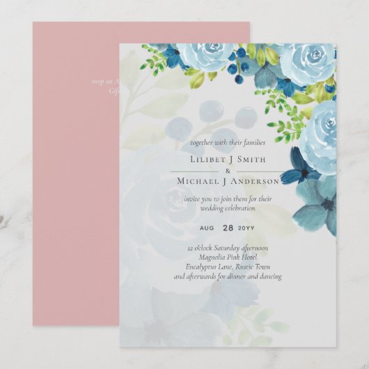 Sublime Dusty Blue Flowers Sage Green Wedding (Vorne/Hinten)
