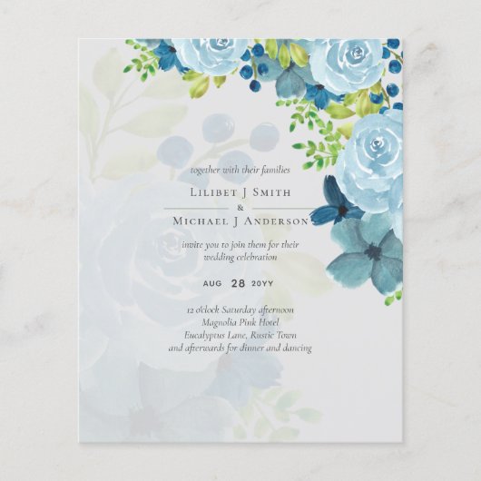 Sublime Dusty Blue Flowers Sage Green Wedding (Vorderseite)