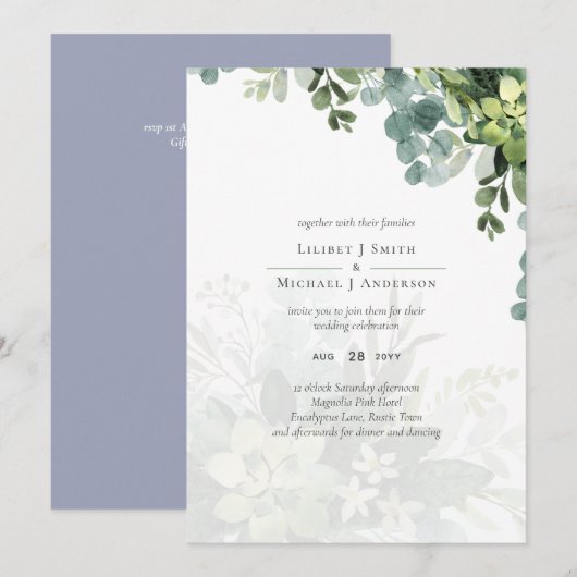 Sublime Dusty Blue GREENERY Eucalyptus WEDDING (Vorne/Hinten)