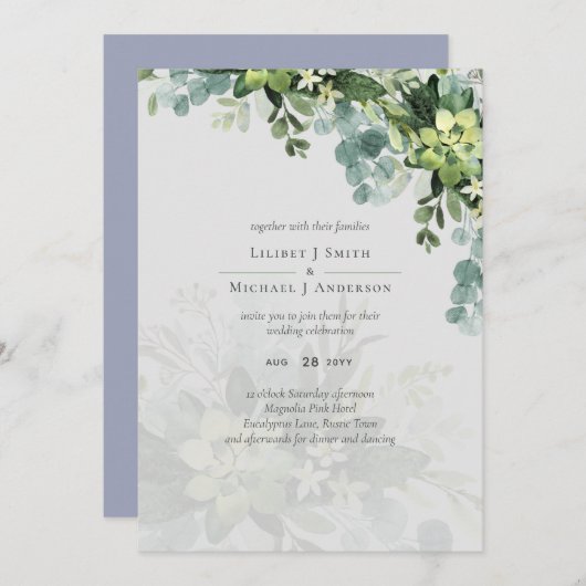Sublime Dusty Blue GREENERY Eucalyptus WEDDING (Vorne/Hinten)