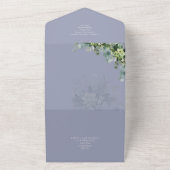 Sublime Dusty Blue GREENERY Eucalyptus WEDDING All In One Einladung (Außenbereich)