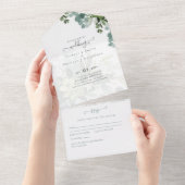 Sublime Dusty Blue GREENERY Eucalyptus WEDDING All In One Einladung (Abreißen)