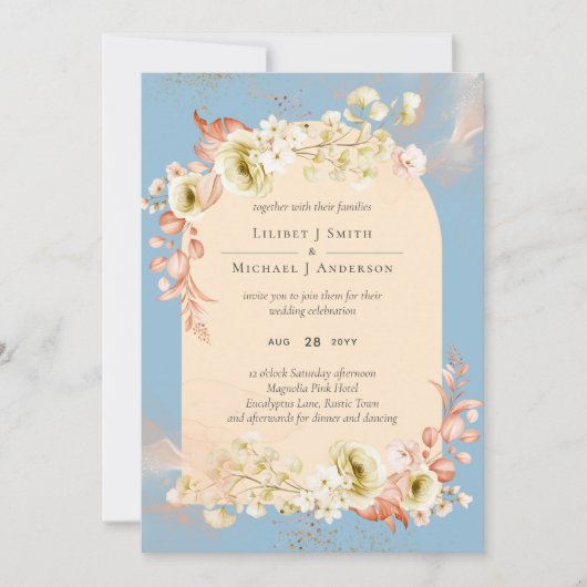 Sublime Dusty Blue Peach Wedding (Vorderseite)