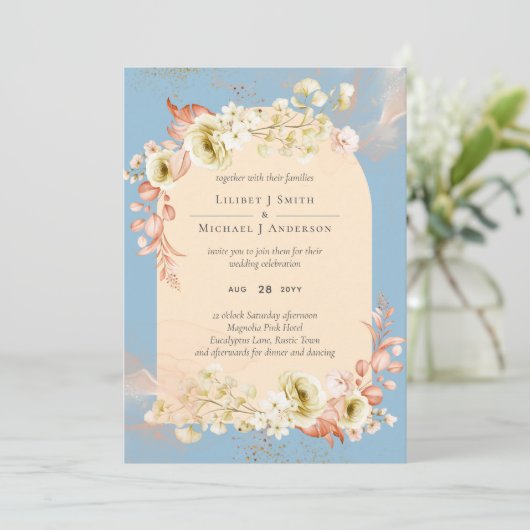 Sublime Dusty Blue Peach Wedding (Stehend Vorderseite)