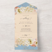 Sublime Dusty Blue Peach Wedding All In One Einladung (Innen Boden)
