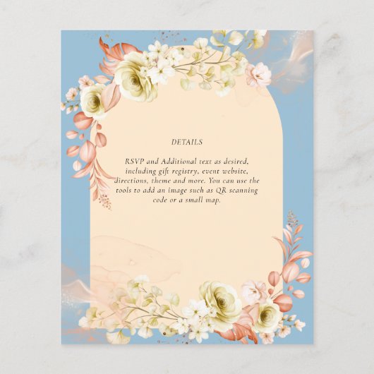 Sublime Dusty Blue Peach Wedding Flyer (Hinten)