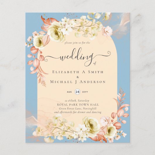 Sublime Dusty Blue Peach Wedding Flyer (Vorne)
