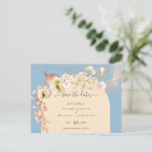 Sublime Dusty Blue Peach Wedding Postkarte (Stehend Vorderseite)