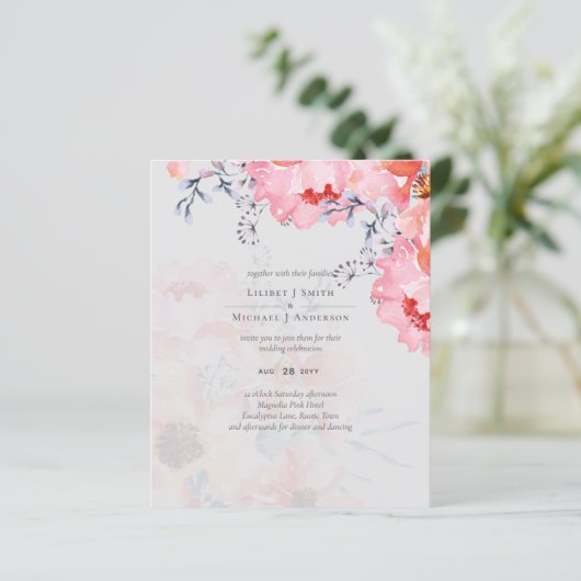 Sublime Dusty Blue Pink Blossom Wedding Suite (Stehend Vorderseite)