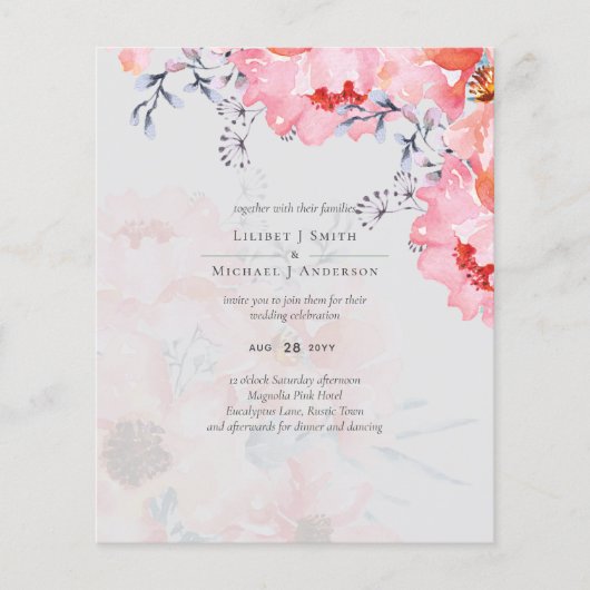 Sublime Dusty Blue Pink Blossom Wedding Suite (Vorderseite)