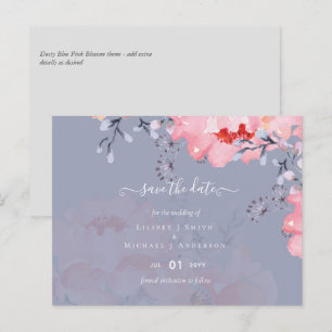 Sublime Dusty Blue Pink Blossom Wedding Suite Postkarte
