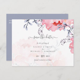Sublime Dusty Blue Pink Blossom Wedding Suite Postkarte