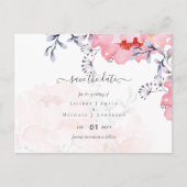 Sublime Dusty Blue Pink Blossom Wedding Suite Postkarte (Vorderseite)