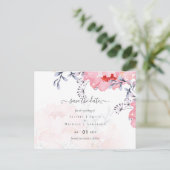 Sublime Dusty Blue Pink Blossom Wedding Suite Postkarte (Stehend Vorderseite)
