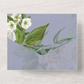 Sublime Dusty Blue und White Roses Wedding Suite All In One Einladung (Rückseite)