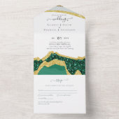 Sublime Emerald Green Gold Agate Wedding All In One Einladung (Innen Boden)