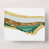 Sublime Emerald Green Gold Agate Wedding All In One Einladung (Rückseite)