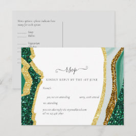 Sublime Emerald Green Gold Agate Wedding Postkarte
