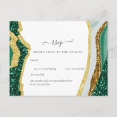 Sublime Emerald Green Gold Agate Wedding Postkarte (Vorderseite)