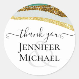 Sublime Emerald Green Gold Agate Wedding Runder Aufkleber