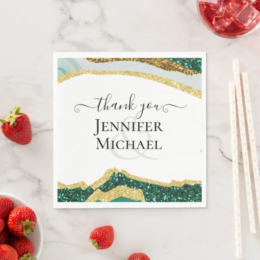 Sublime Emerald Green Gold Agate Wedding Serviette (Beispiel)