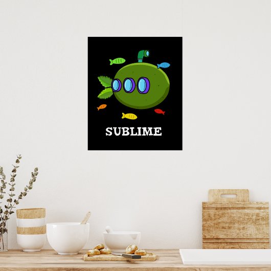 Sublime Funny U-marine Frucht Limon Pun Dark BG Poster (Küche)