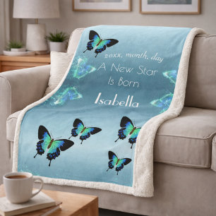 Sublime Gorgeous Aqua Turquoise Butterflies Sherpa Sherpadecke
