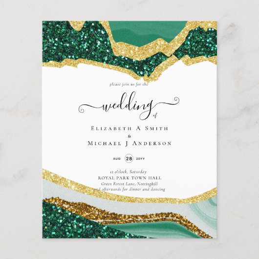 Sublime Green Gold Agate Glitzer Wedding Flyer (Vorne)