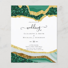 Sublime Green Gold Agate Glitzer Wedding Flyer