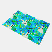 Sublime Himalayan Poppy Aqua Green Floral Muster Fußmatte (Schrägansicht)