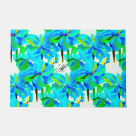 Sublime Himalayan Poppy Aqua Green Floral Muster Fußmatte