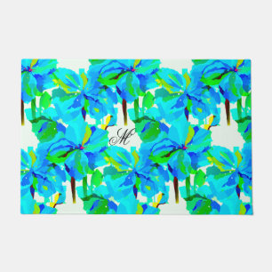 Sublime Himalayan Poppy Aqua Green Floral Muster Fußmatte