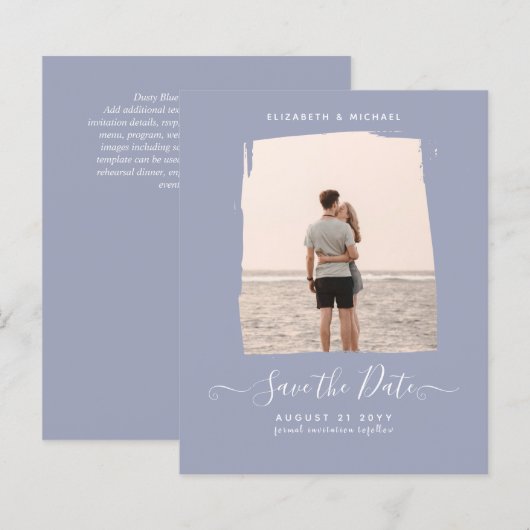 Sublime Minimalistisch FOTO Save the Date Dusty Bl (Vorne/Hinten)