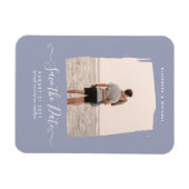Sublime Minimalistisch FOTO Save the Date Dusty Bl Magnet (Horizontal)