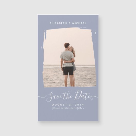 Sublime Minimalistisch FOTO Save the Date Dusty Bl Magnetkarte (Vorderseite)