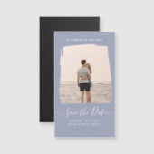 Sublime Minimalistisch FOTO Save the Date Dusty Bl Magnetkarte (Vorne/Hinten)