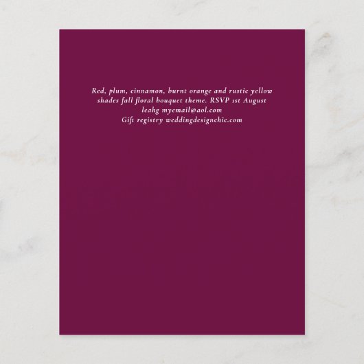 Sublime Mulberry orange Floral Wedding Suite Flyer (Hinten)