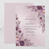 Sublime Romantische Hochzeit in Malvenfarbe Einladung (Vorne/Hinten)