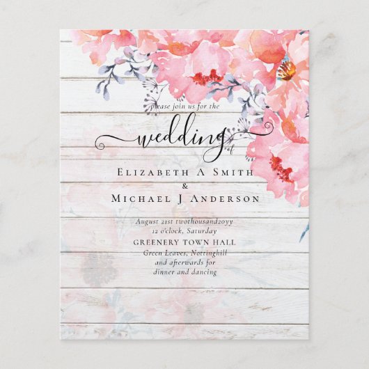 Sublime rosa Blütenblüten - HAUSHALTSPLAN (Vorderseite)