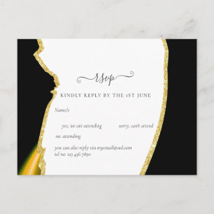Sublime Schwarz-weiß Gold Wedding Postkarte